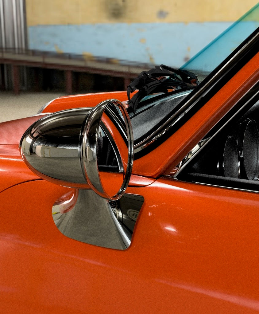NEW! Achtung Kraft Aero Bullet Mirror // Flag Mount // From 1975 thru 1998 Porsche 911